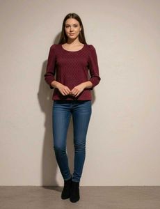 💥Patterned Burgundy Top💥