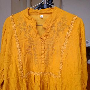 Mustard Embroidered Top