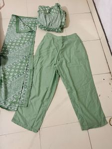 Green Printed Anarkali Suit