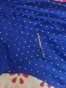 Blue kurti with gold polka dots