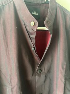 Stylish Wine Burgandy Mandarin Collar Shirt