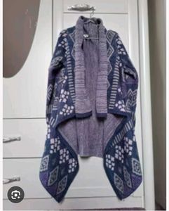Patterned Open-Front Cardigan