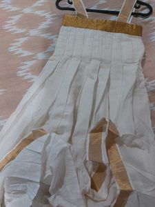 Gold And White Kerala Cotton Dress