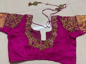 Bridal Aari heavy worked Silk Pink Blouse