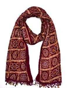 Maroon Bandhani Dupatta