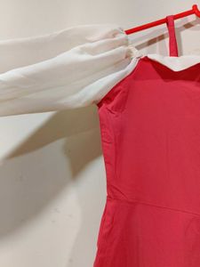 🌸Pink Down Shoulder Full Sleeve Shorts Dress ✨