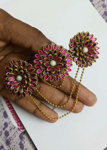 Floral Hair Clip with Chain
