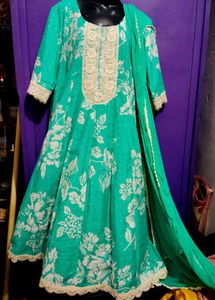 Emerald Green Floral Anarkali Suit