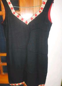 Black Kurti with Gold &amp; Red Trim
