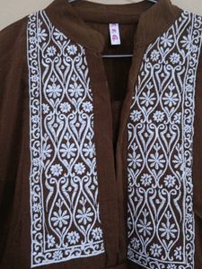Embroidered Brown Tunic Dress