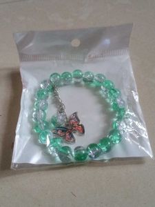 Green Beaded Butterfly Bracelet