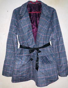 Plaid Blazer with Belt