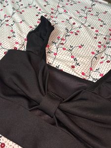 Black Bow Front Crop Top