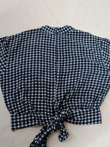 Gingham Tie-Up Crop Top