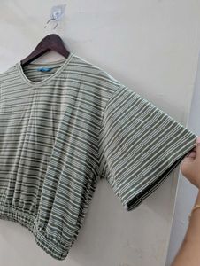 Striped Olive Crop Top