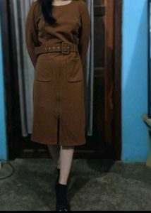 Brown Long Sleeve Dress