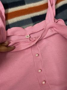 Cute Pink Ruffled Tank Top