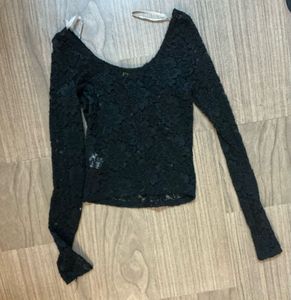 Black Lace Long Sleeve Top