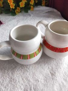 Snowman Ceramic Coffee Mugs - Set of 2