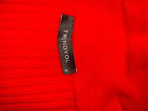 Red Ribbed Knit Polo Top