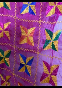 pink fulkari wifh patch work