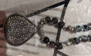 Ethnic Silver Necklace and bangles combo