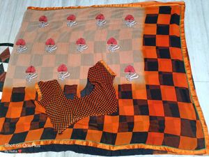 Elegant Floral &amp; Checkered Saree