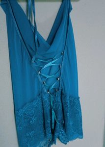 Teal Lace Halter Bodysuit
