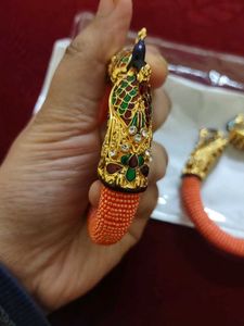 Ethnic Peacock Peach colour - A pair of Kada