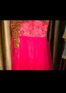 Women Pretty Rose Pink Net Gown