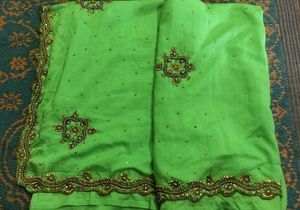 Maggam work Silk saree with running blouse