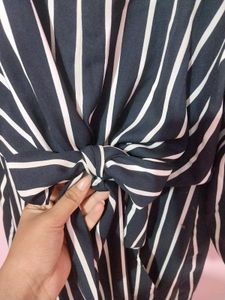Striped Tie-Front Dress