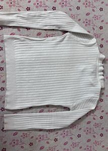 Ribbed Knit white Top