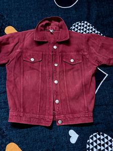 Burgundy Denim Jacket
