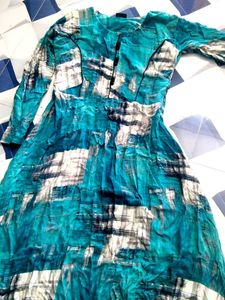 Teal &amp; White Abstract Dress