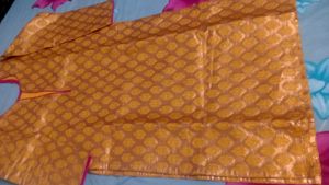 Pink &amp; Gold Banarasi Silk Fabric