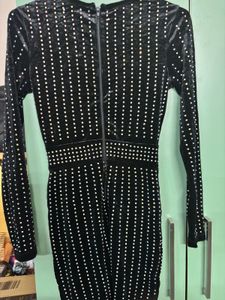 Velvet Black Rhinestone Dress
