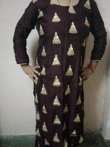 Wine Colour Kurti Set