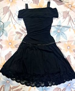 Black off shoulder prom dress