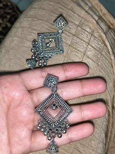 Silver Square Dangle Earrings