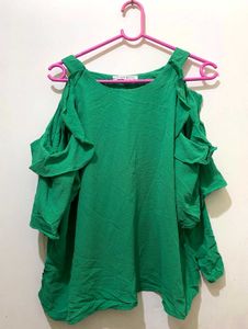 Green Cold Shoulder Top