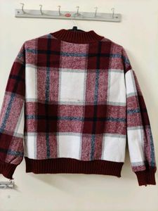 Plaid Knitted Pullover