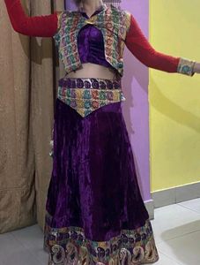 Purple Velvet Lehenga