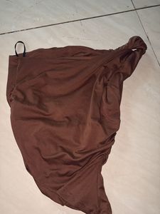 Brown One Shoulder top Snatched (xs-s)