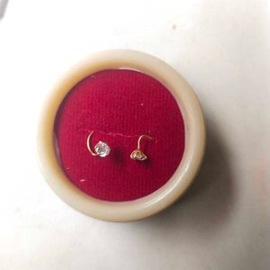 22k Pure Gold Dimond Nose/Ear Pin 1 Pair
