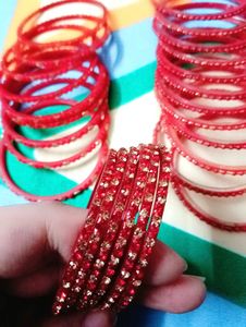 3 Set Red Crystal Bangles
