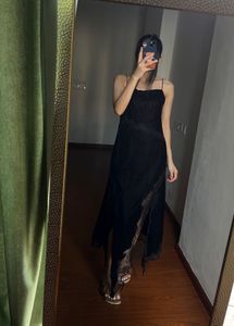 🖤Y2K Black Velvet & Lace Maxi Dress 🖤