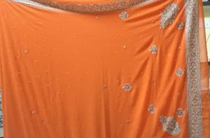 Orange Embellished Saree