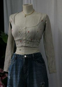 Zara Floral Knit Crop Top