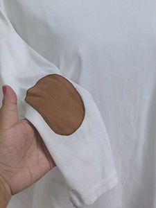 White Elbow Patch 3/4 Sleeve Top